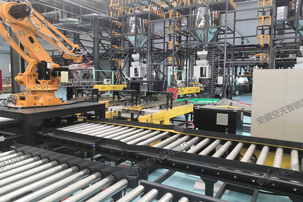 半自動稱重包裝碼垛系統(tǒng)典型案例現場 